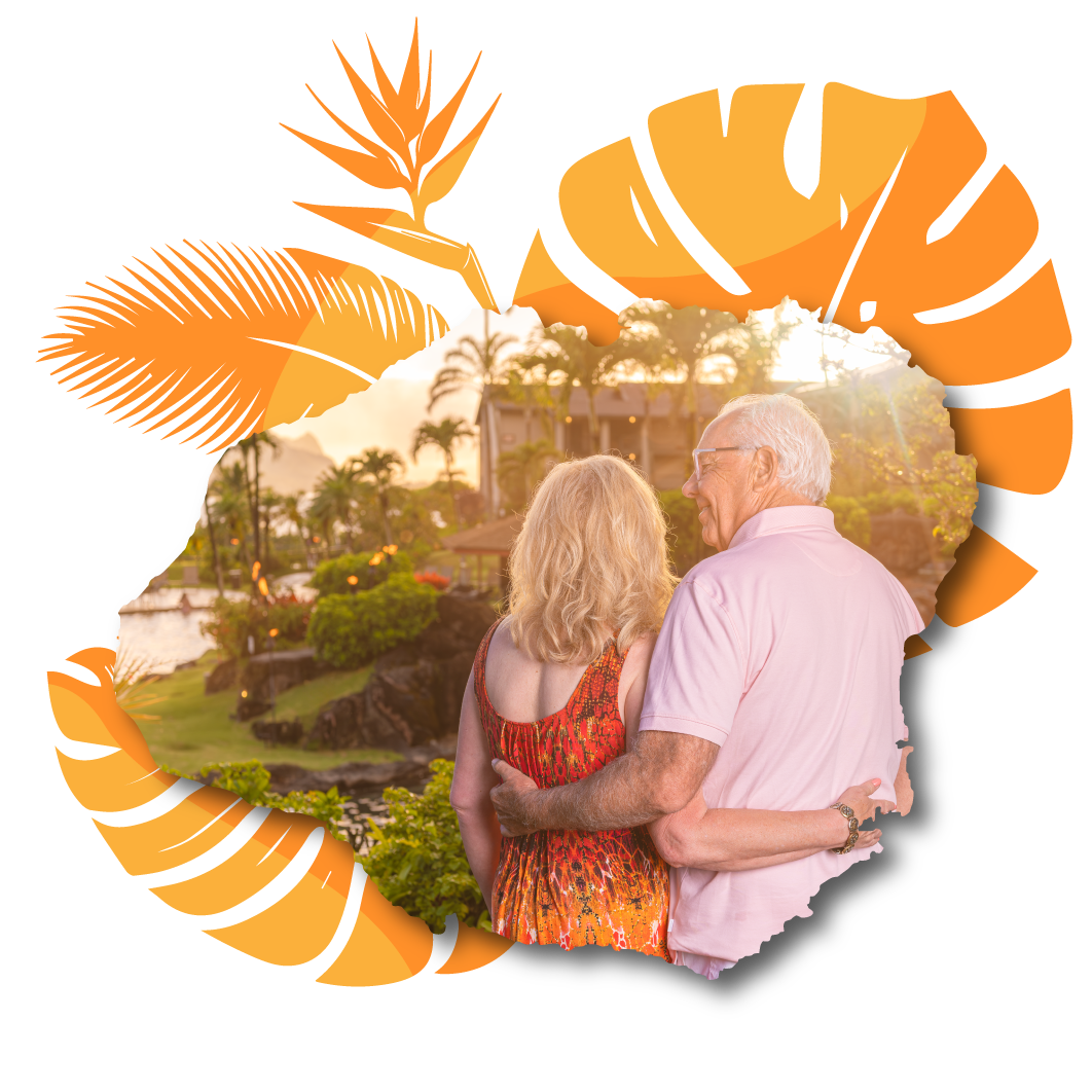 Hanalei bay resort couple at sunset